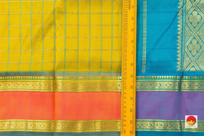 9 Yards - Kanchipuram Silk Saree - Handwoven Pure Silk - Pure Zari - PV TVS 32 - 9 yards silk saree - Panjavarnam