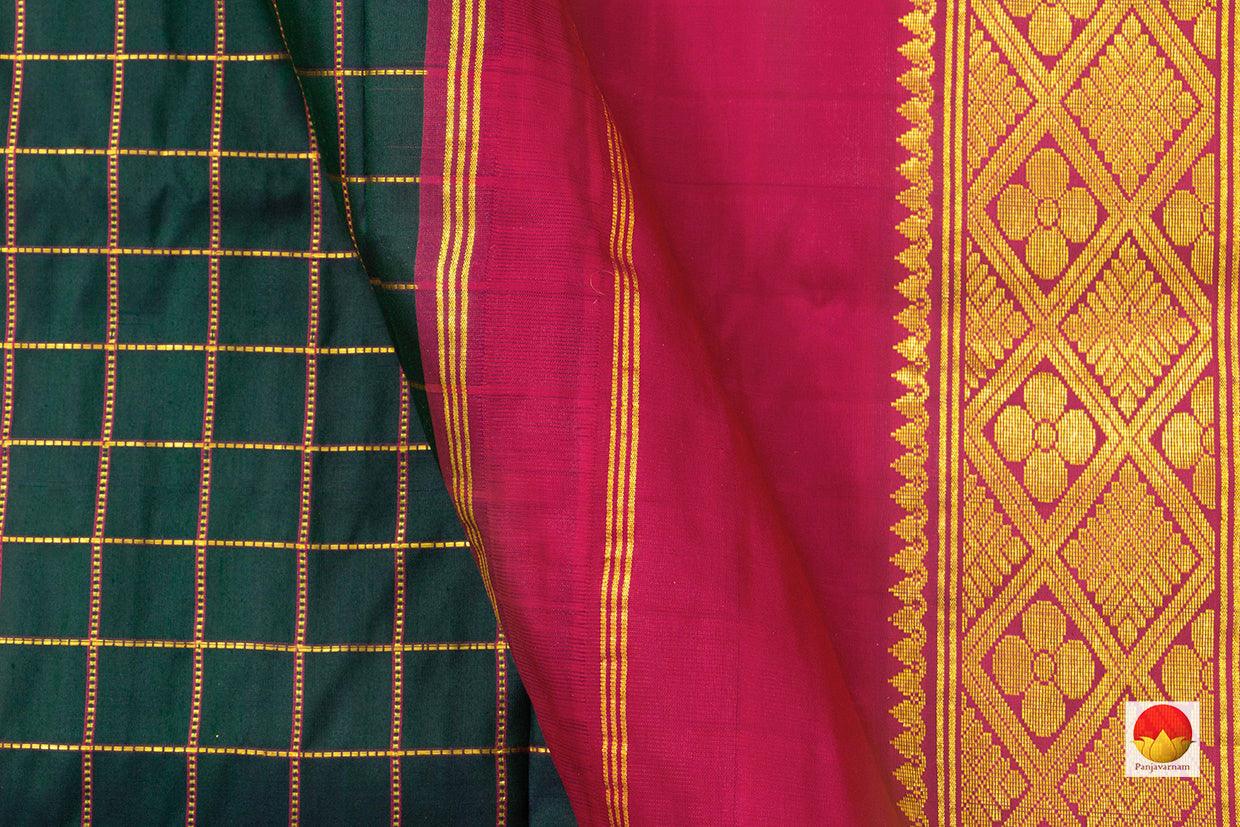 9 Yards - Kanchipuram Silk Saree - Handwoven Pure Silk - Pure Zari -PV TVS 33 - 9 yards silk saree - Panjavarnam