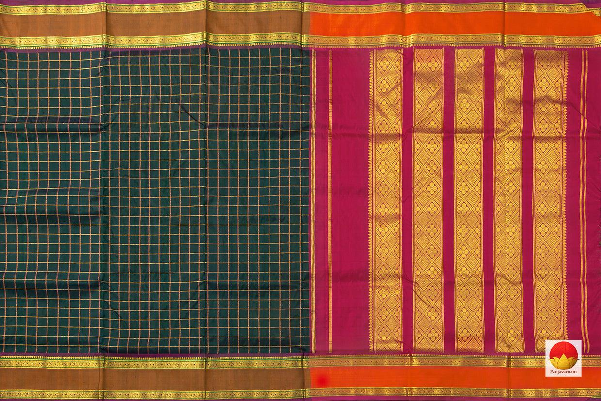 9 Yards - Kanchipuram Silk Saree - Handwoven Pure Silk - Pure Zari -PV TVS 33 - 9 yards silk saree - Panjavarnam
