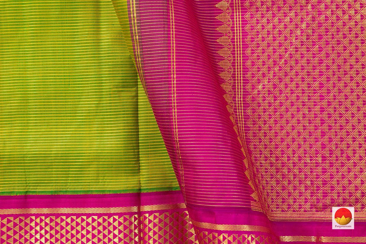 9 Yards - Kanchipuram Silk Saree - Handwoven Pure Silk - Pure Zari - PV TVS 34 - 9 yards silk saree - Panjavarnam