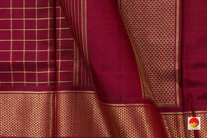 9 Yards Maroon Kanchipuram Silk Saree Handwoven Pure Silk Pure Zari For Festive Wear PV NYC 578 - Silk Sari - Panjavarnam PV NYC 578