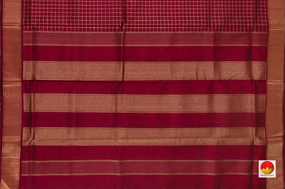 9 Yards Maroon Kanchipuram Silk Saree Handwoven Pure Silk Pure Zari For Festive Wear PV NYC 578 - Silk Sari - Panjavarnam PV NYC 578