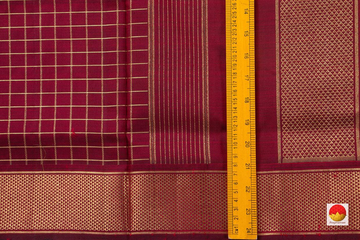 9 Yards Maroon Kanchipuram Silk Saree Handwoven Pure Silk Pure Zari For Festive Wear PV NYC 578 - Silk Sari - Panjavarnam PV NYC 578