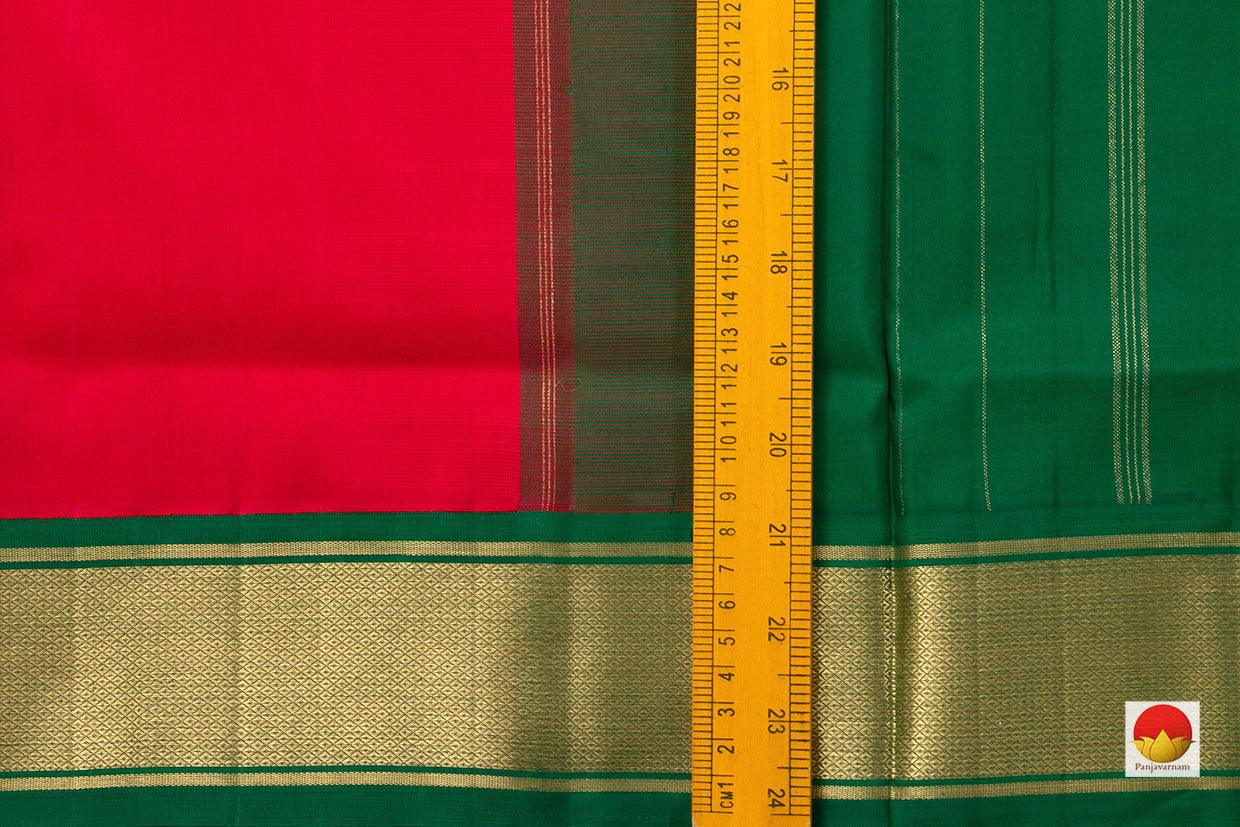 9 Yards Red Kanchipuram Silk Saree Handwoven Pure Silk Pure Zari For Festive Wear PV NYC 580 - Silk Sari - Panjavarnam