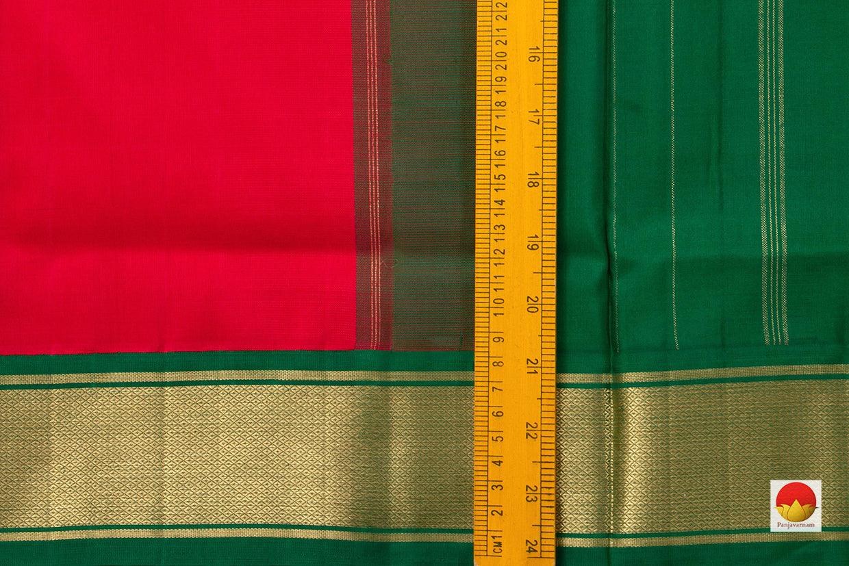 9 Yards Red Kanchipuram Silk Saree Handwoven Pure Silk Pure Zari For Festive Wear PV NYC 580 - Silk Sari - Panjavarnam PV NYC 580