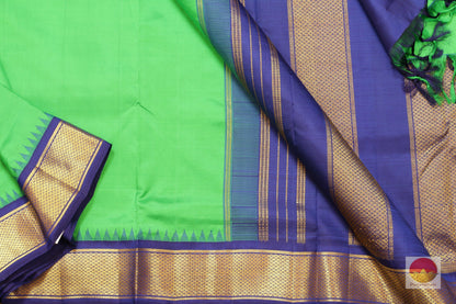 9 Yards - Traditional Design Handwoven Pure Silk Kanjivaram Saree - Pure Zari - PV G 1015 - 9 yards silk saree - Panjavarnam