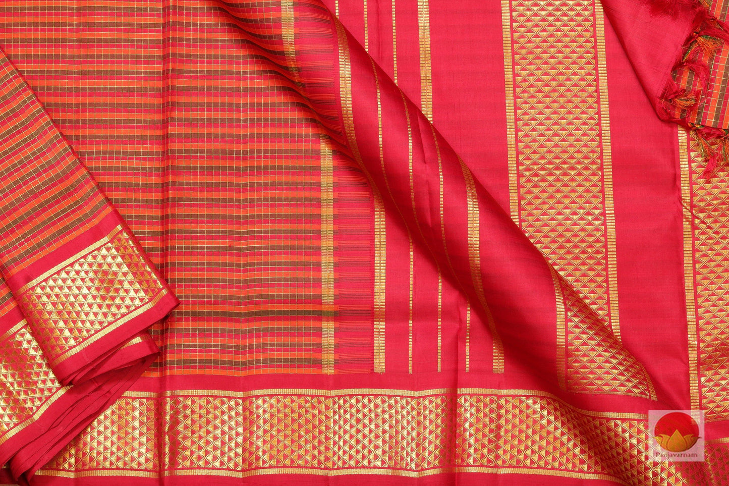 9 Yards - Traditional Design Handwoven Pure Silk Kanjivaram Saree - PV NY G 1013 Archives - 9 yards silk saree - Panjavarnam