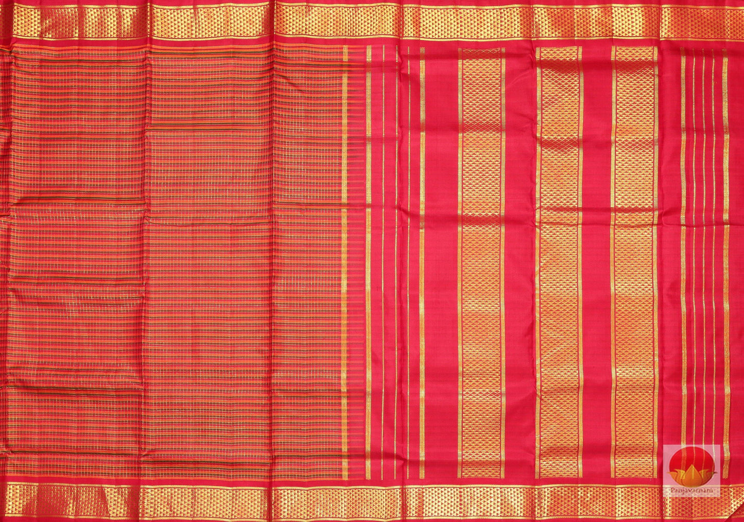 9 Yards - Traditional Design Handwoven Pure Silk Kanjivaram Saree - PV NY G 1013 Archives - 9 yards silk saree - Panjavarnam