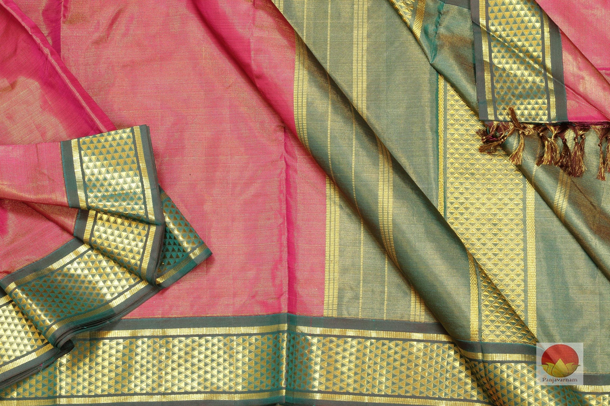 9 Yards - Traditional Design Handwoven Pure Silk Kanjivaram Saree - PV NY G1010 Archives - 9 yards silk saree - Panjavarnam