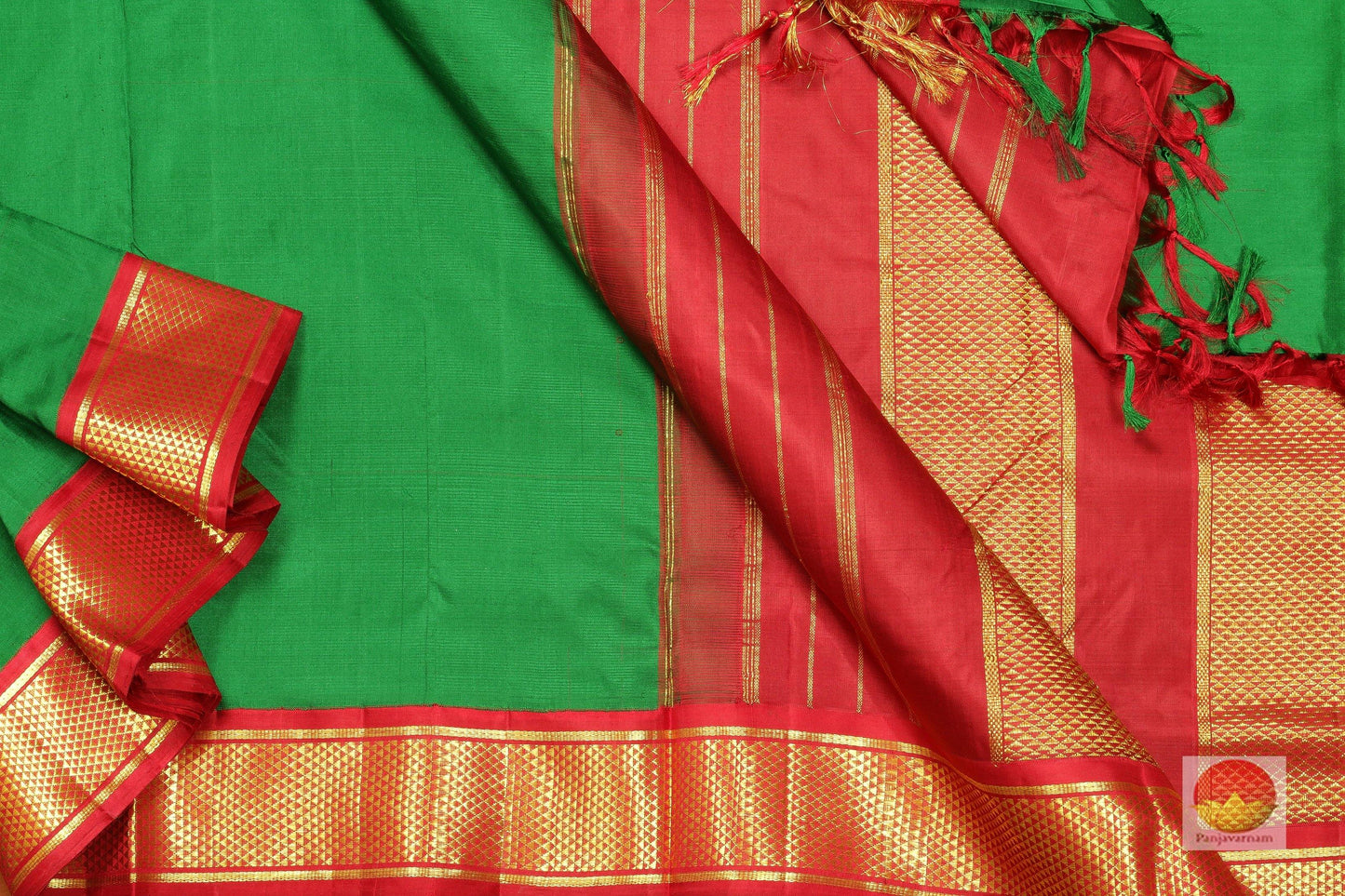 9 Yards - Traditional Design Handwoven Pure Silk Kanjivaram Saree - PV NY G1011 - Archives - 9 yards silk saree - Panjavarnam