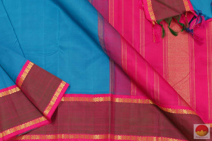 Ananda Blue & Pink - Handwoven Kanchipuram Silk Saree - Pure Silk - Pure Zari - PV G 4163 - Silk Sari - Panjavarnam