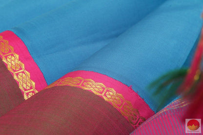 Ananda Blue & Pink - Handwoven Kanchipuram Silk Saree - Pure Silk - Pure Zari - PV G 4163 - Silk Sari - Panjavarnam