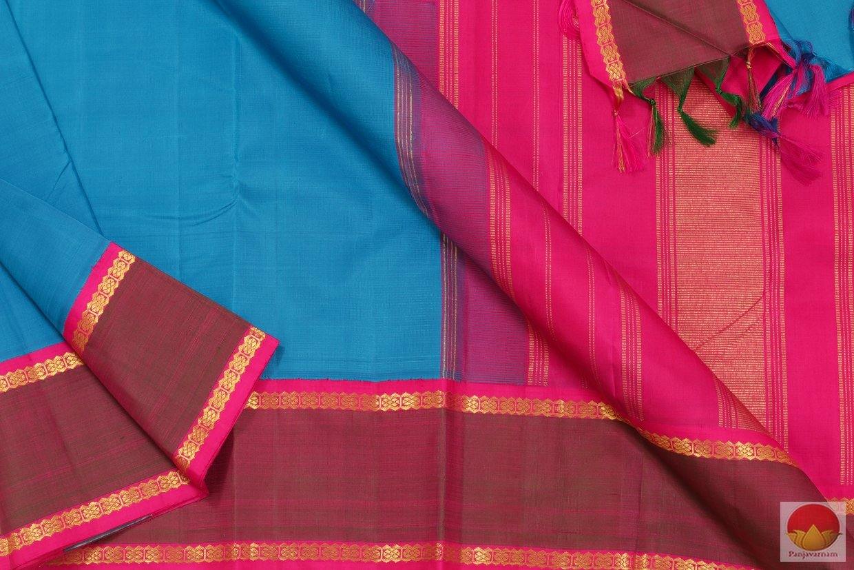 Ananda Blue & Pink - Handwoven Kanchipuram Silk Saree - Pure Silk - Pure Zari - PV G 4163 - Silk Sari - Panjavarnam PV G 4163