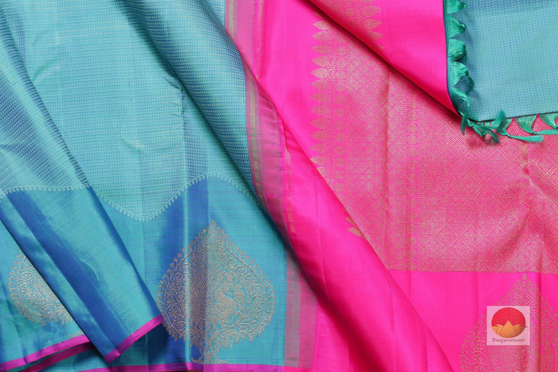 Ananda Blue - Silk Thread Work - Handwoven Pure Silk Kanjivaram Saree - PA SVS 9831 Archives - Silk Sari - Panjavarnam