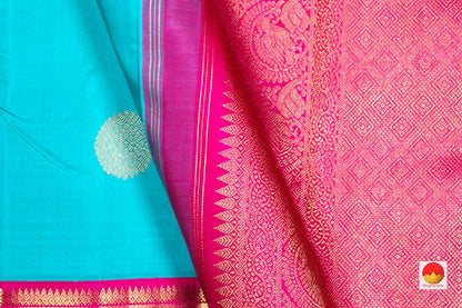 Anandha Blue And Pink Kanchipuram Silk Saree Handwoven Pure Silk Pure Zari For Wedding Wear PV NYC 278 - Silk Sari - Panjavarnam
