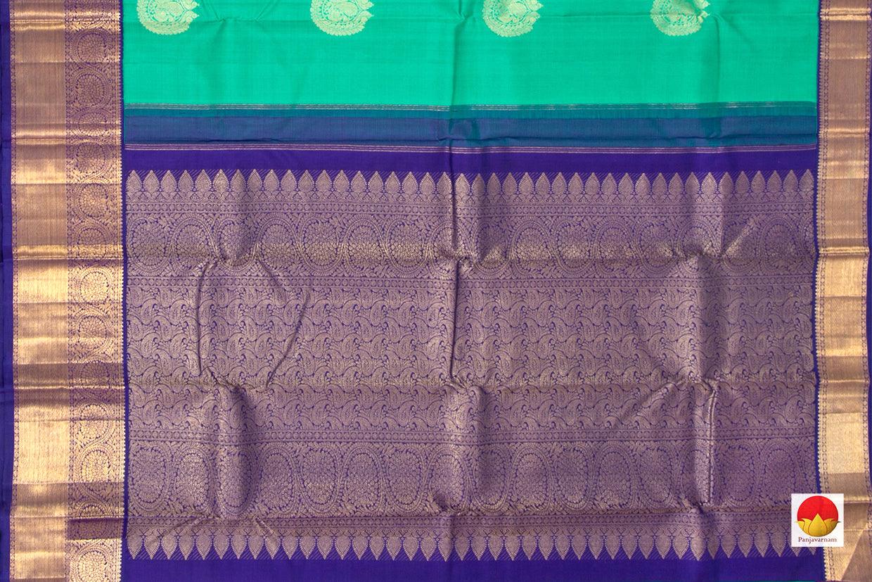 Aqua Green And Blue Kanchipuram Silk Saree Handwoven Pure Silk Pure Zari For Wedding WearPV NYC 210 - Silk Sari - Panjavarnam