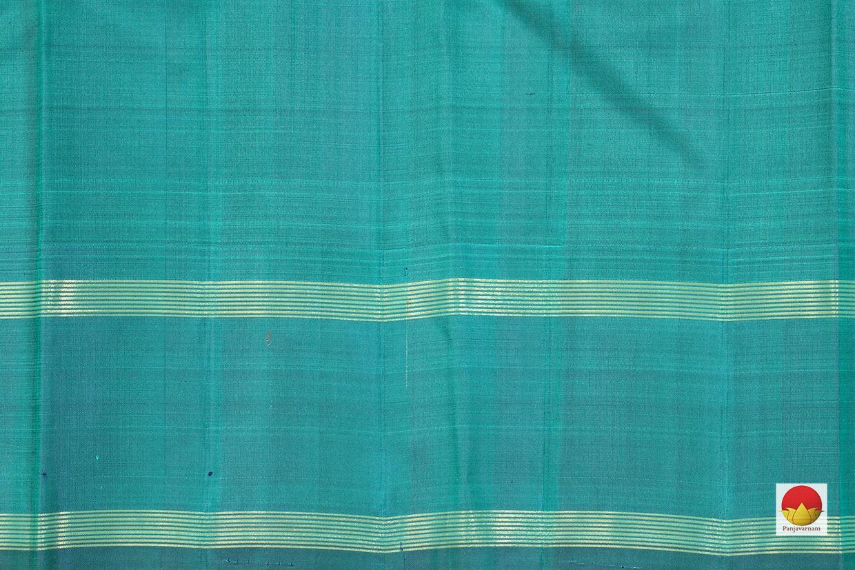 Aqua Green Kanchipuram Silk Saree Handwoven Pure Silk Pure Zari For Festive Wear PV SAR 033 - Silk Sari - Panjavarnam