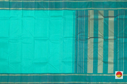 Aqua Green Kanchipuram Silk Saree Handwoven Pure Silk Pure Zari For Festive Wear PV SAR 033 - Silk Sari - Panjavarnam PV SAR 033