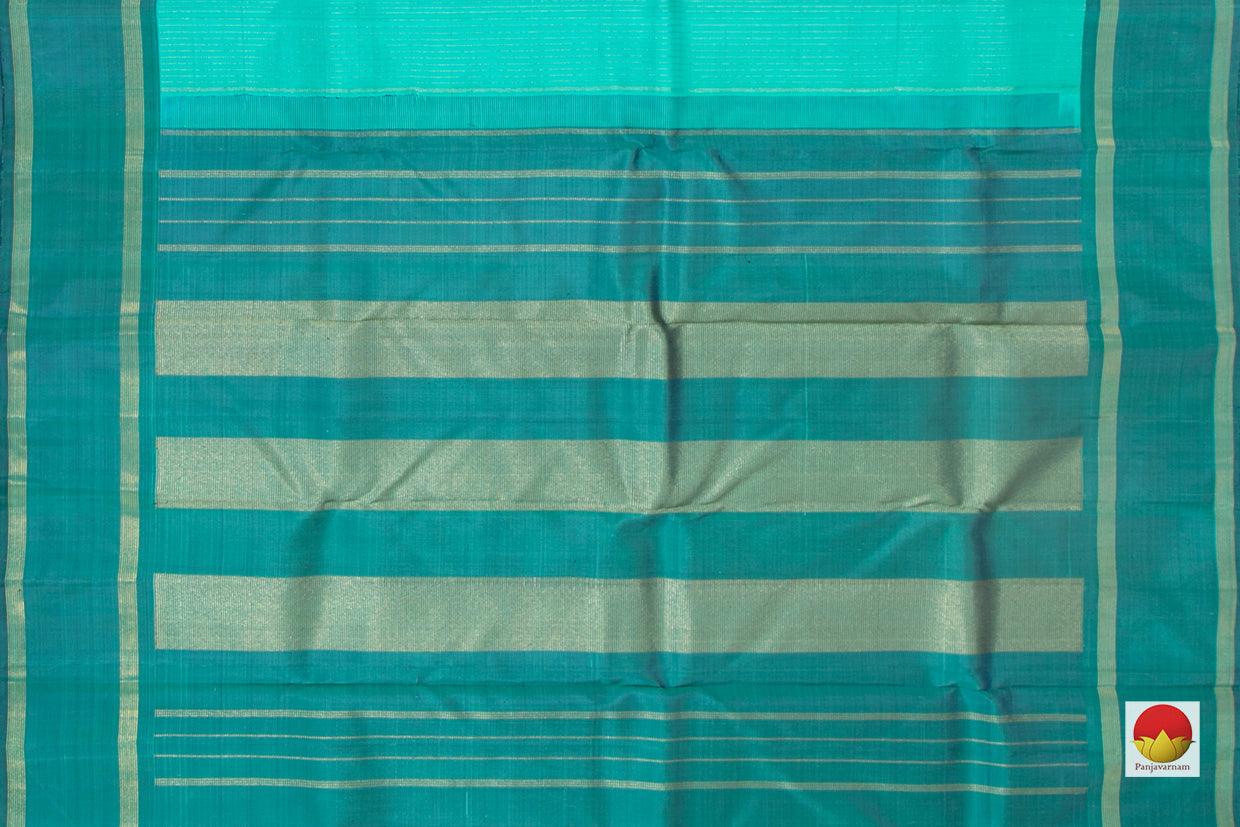 Aqua Green Kanchipuram Silk Saree Handwoven Pure Silk Pure Zari For Festive Wear PV SAR 033 - Silk Sari - Panjavarnam PV SAR 033