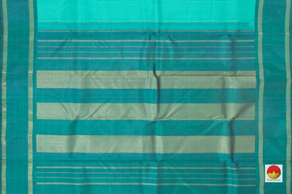 Aqua Green Kanchipuram Silk Saree Handwoven Pure Silk Pure Zari For Festive Wear PV SAR 033 - Silk Sari - Panjavarnam PV SAR 033