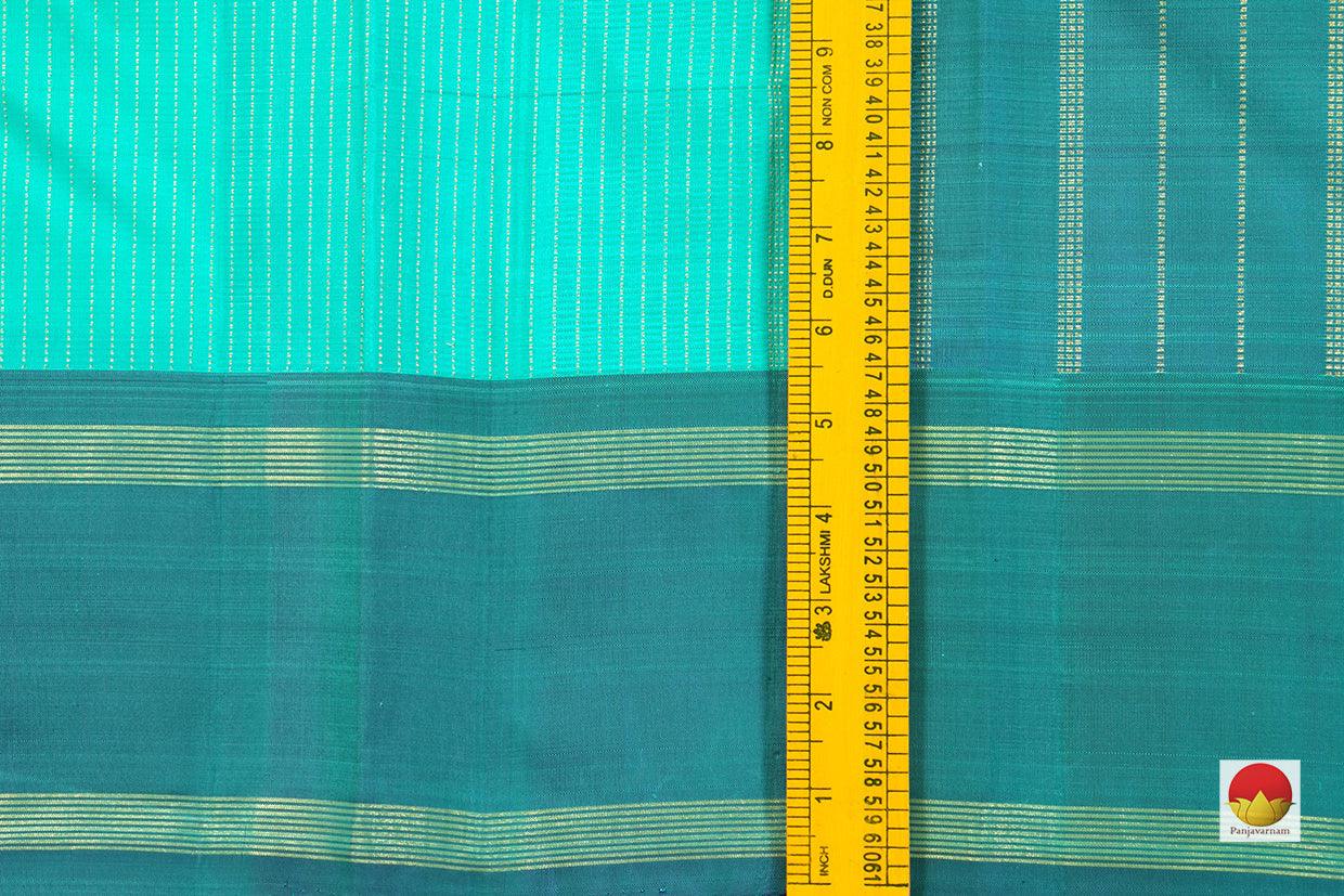 Aqua Green Kanchipuram Silk Saree Handwoven Pure Silk Pure Zari For Festive Wear PV SAR 033 - Silk Sari - Panjavarnam PV SAR 033