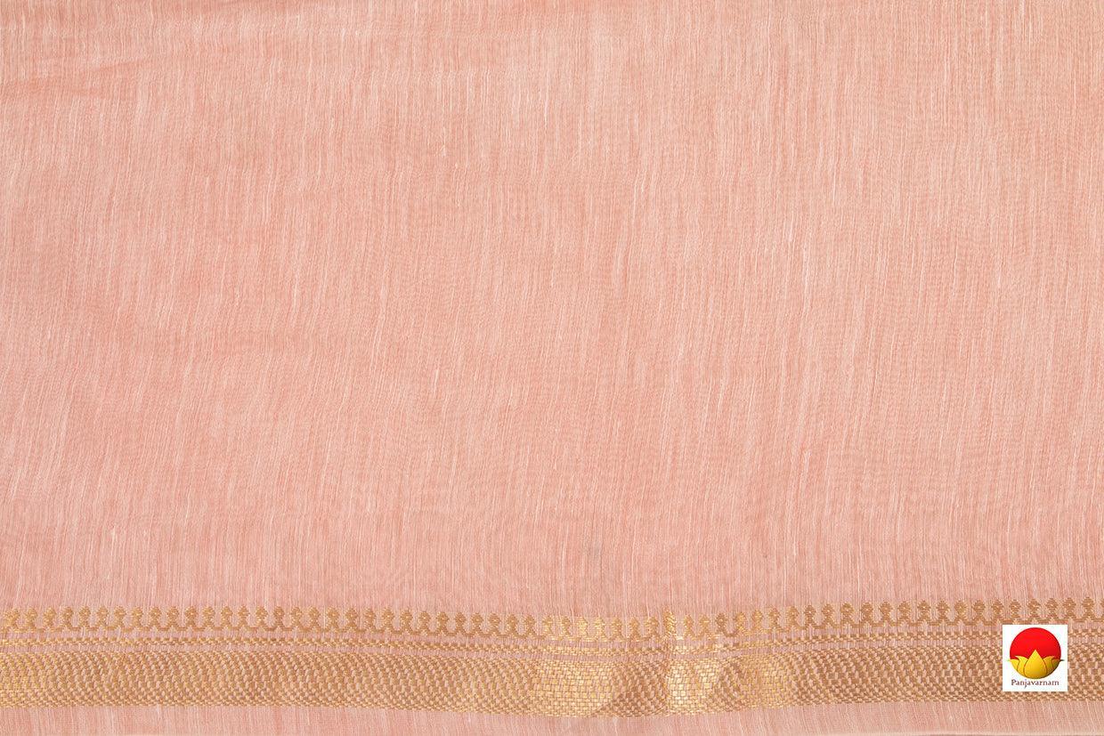 Baby Pink Linen Saree With Embroidery And Gold Zari Border - PL 936 B - Linen Sari - Panjavarnam PL 936 B