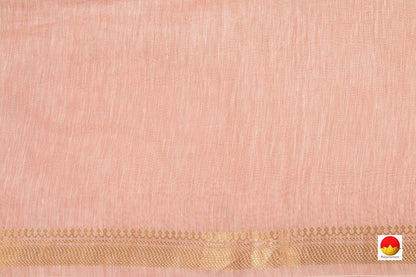 Baby Pink Linen Saree With Embroidery And Gold Zari Border - PL 936 B - Linen Sari - Panjavarnam PL 936 B