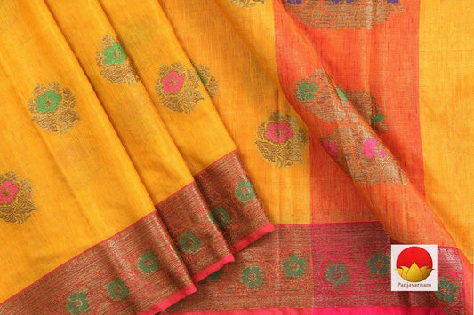 Banarasi Silk Cotton - Handwoven Saree - Antique Zari - PSC 1038 - Archives - Silk Cotton - Panjavarnam