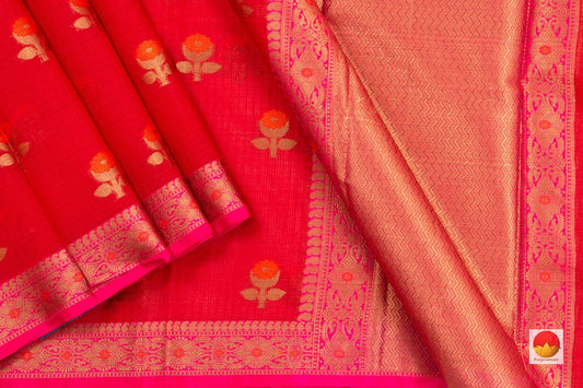 Banarasi Silk Cotton Saree - Handwoven - Antique Zari - PSC 1139 - Archives - Silk Cotton - Panjavarnam