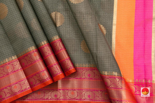 Banarasi Silk Cotton Saree - Handwoven - Antique Zari - PSC 1143 - Archives - Silk Cotton - Panjavarnam