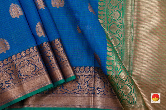 Banarasi Silk Cotton Saree - Handwoven - Antique Zari - PSC 1156 - Silk Cotton - Panjavarnam