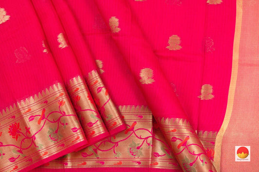 Banarasi Silk Cotton Saree - Handwoven - Antique Zari - PSC 1164 - Silk Sari - Panjavarnam
