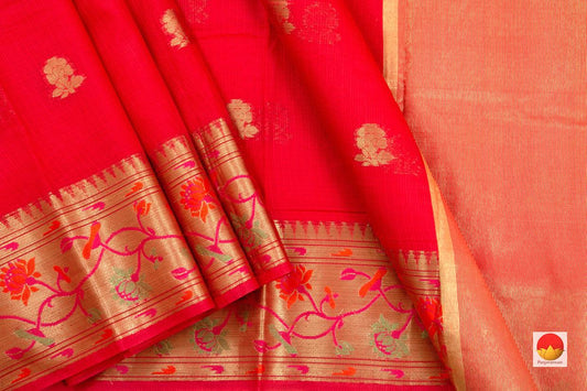 Banarasi Silk Cotton Saree - Handwoven - Antique Zari - PSC 1165 - Silk Cotton - Panjavarnam