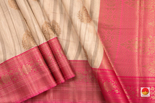 Banarasi Silk Cotton Saree - Handwoven - Antique Zari - PSC 1171 A - Saris & Lehengas - Panjavarnam
