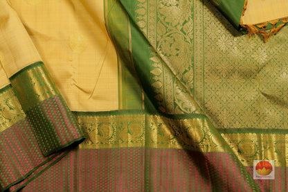 Beige and Green - Traditional Design - Pure Silk Kanjivaram - Pure Zari - PV 4789-1 Archives - Silk Sari - Panjavarnam