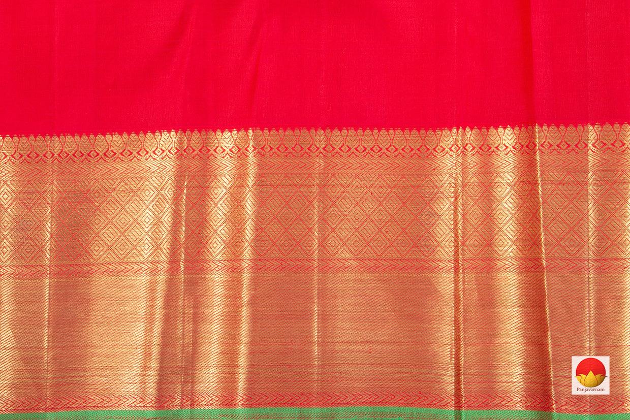 Beige And Red Kanchipuram Silk Saree Handwoven Pure Silk Pure Zari For Wedding Wear PV NYC 408 - Silk Sari - Panjavarnam