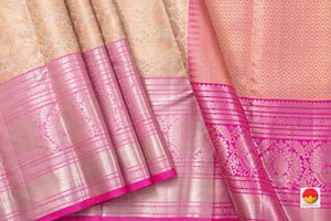 Beige Kanchipuram Tissue Silk Saree With Antique Zari Handwoven Pure Silk PV DA 05 - Dharmavaram Silk Saree - Panjavarnam PV DA 05