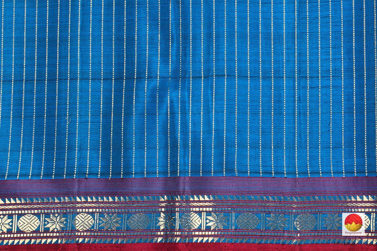 Black And Blue Checked Kanchipuram Silk Saree Handwoven Pure Silk Pure Zari PV NYC 273 - Silk Sari - Panjavarnam PV NYC 273