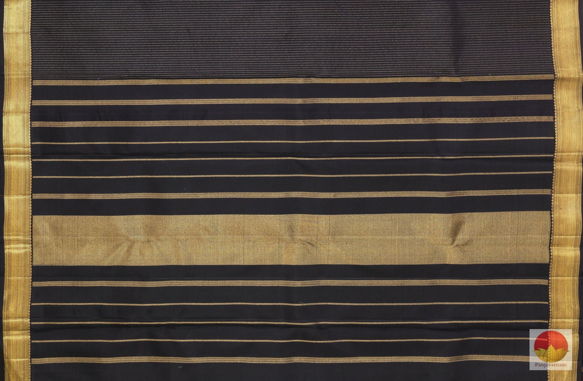 Black & Gold - Handwoven Pure Silk Kanjivaram Saree - Pure Zari - PV G 1953 Archives - Silk Sari - Panjavarnam