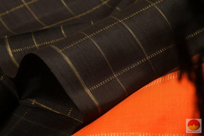 Black & Orange - Kanchipuram Silk Saree - Handwoven Pure Silk - Pure Zari - PV G 4212 Archives - Silk Sari - Panjavarnam