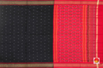 Black And Red Pochampally Ikkat Silk Dupatta PVD 1002 - Dupattas - Panjavarnam