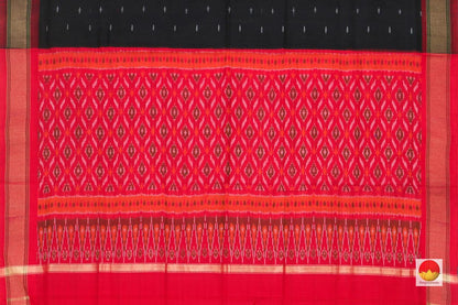Black And Red Pochampally Ikkat Silk Dupatta PVD 1002 - Dupattas - Panjavarnam