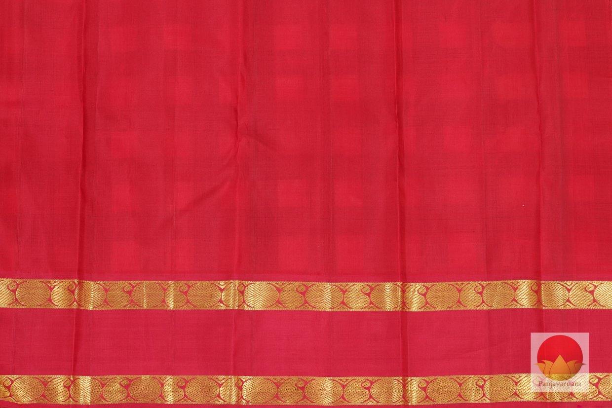 Black & White Checks with Red Border - Handwoven Kanchipuram SIlk Saree - Pure Zari - PV J 1619 - Archives - Silk Sari - Panjavarnam