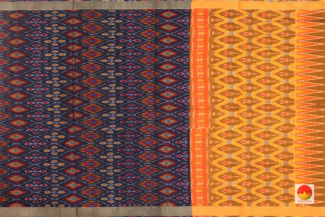 Black And Yellow Pochampally Ikkat Silk Dupatta Geometric Pattern PVD 1004 - Dupattas - Panjavarnam