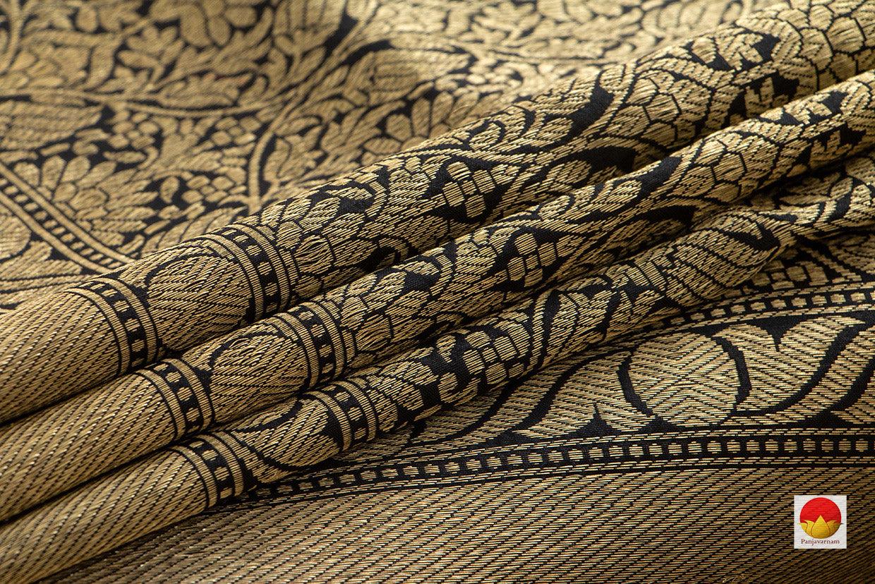 Black Tanchoi Banarasi Silk Saree Handwoven Pure Silk PB SN 104 - Banarasi Silk - Panjavarnam