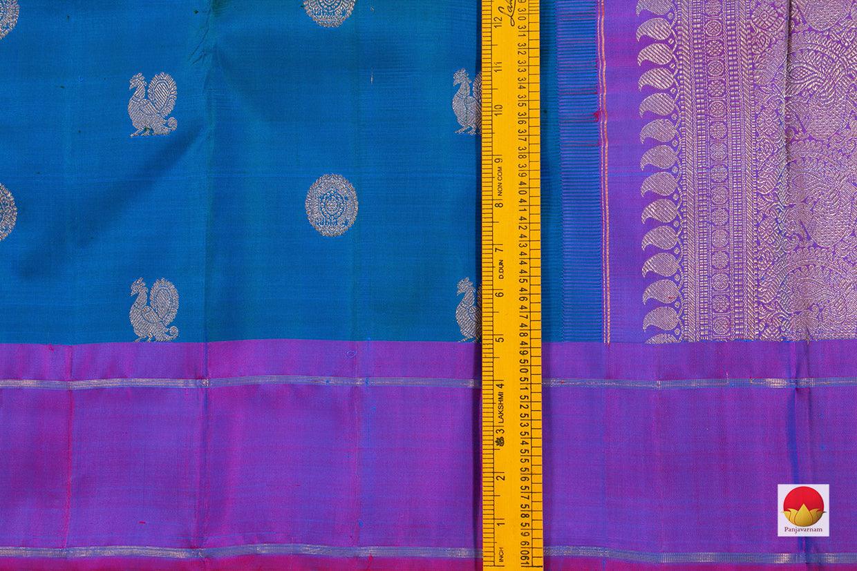 Blue And Magenta Kanchipuram Silk Saree Handwoven Pure Silk Pure Zari For Festive wear PV SAR 37 - Silk Sari - Panjavarnam PV SAR 37