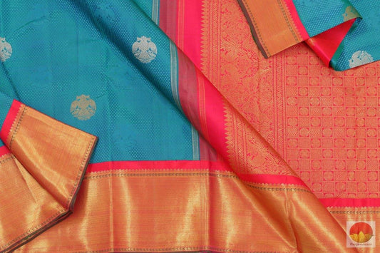 Blue & Pink - Handwoven Kanjivaram Silk Saree - Pure Silk - Pure Zari - PV G 4231 - Silk Sari - Panjavarnam