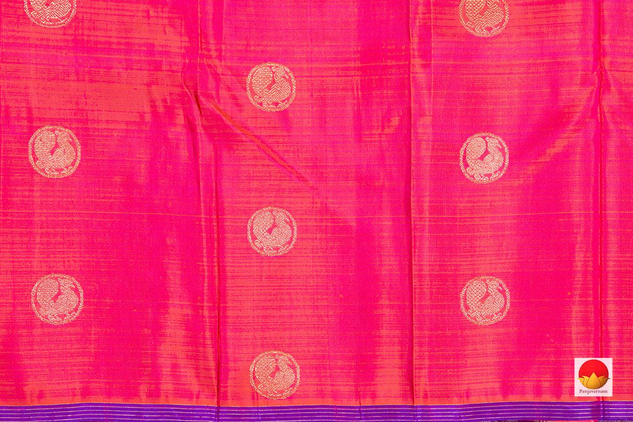 Blue And Pink Kanchipuram Half And Half Silk Saree Handwoven Pure Silk Pure Zari For Wedding Wear PV NYC 316 - Silk Sari - Panjavarnam PV NYC 316