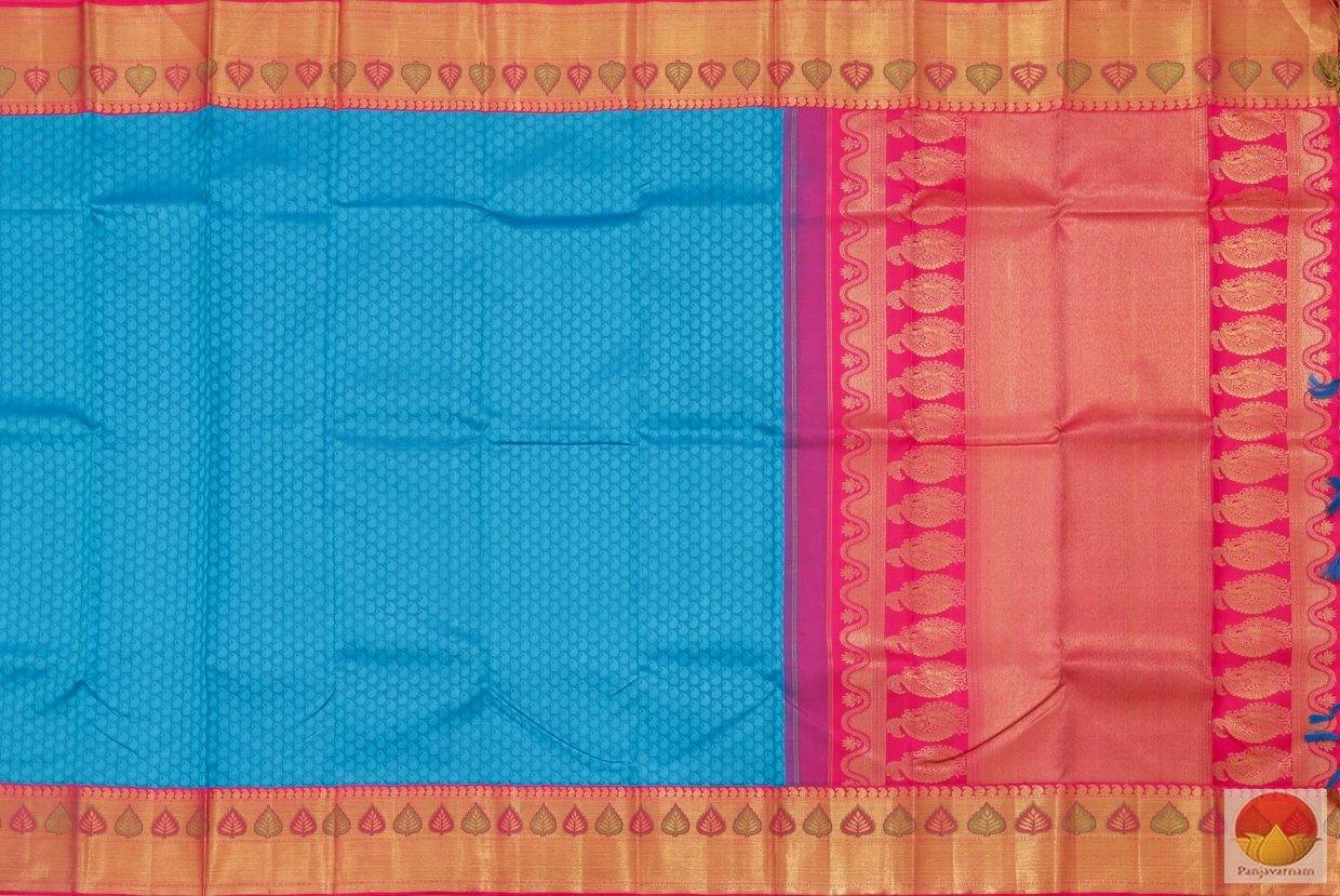 Blue & Pink - Kanchipuram Silk Saree - Handwoven Pure Silk Jacquard - Pure Zari - PV G 4121 Archives - Silk Sari - Panjavarnam