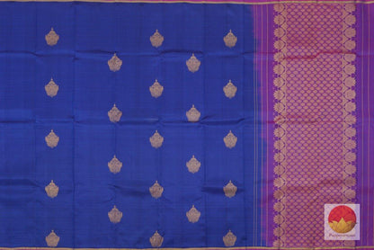 Blue & Purple - Handwoven Kanchipuram Silk Saree - Pure Zari - PV ASB 16 - Archives - Silk Sari - Panjavarnam